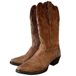 Justin Stampede western cowgirl boots leather embroidered snip toe classic 7 B